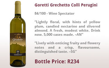 Goretti Grechetto Colli Perugini | 84/100 - Wine Spectator | Bottle Price: R234