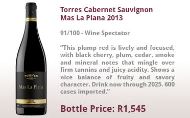 Torres Cabernet Sauvignon Mas La Plana 2013 | 91/100 - Wine Spectator | Bottle Price: R1,545