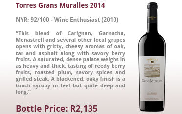 Torres Grans Muralles 2014 | NYR; 92/100 - Wine Enthusiast (2010) | Bottle Price: R2,135