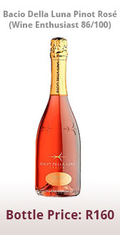 Bacio Della Luna Pinot Spumante Rose Extra Dry N.V. (Wine Enthusiast: 86/100) | Bottle Price: R149